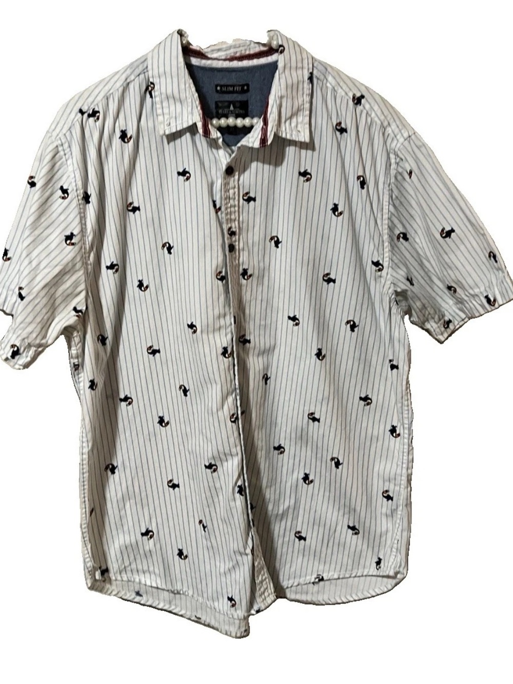 Men’s Star & Stripe  Slim Fit shirt 100% Cotton  Short Sleeve XL Chest‎ 46